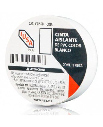 CINTA AISLANTE DE PVC BLANCA 19MM X 9 MT